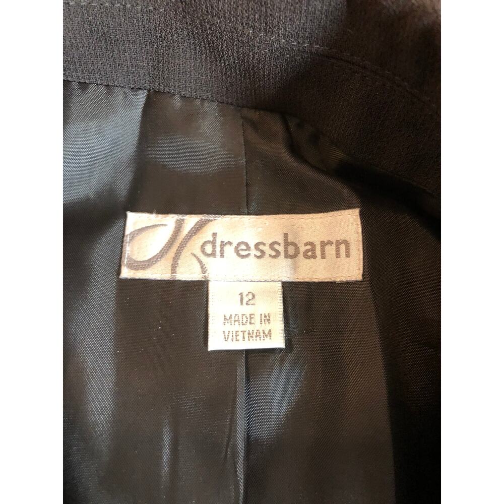 Dressbarn Blazer Women Size 12 Black Polyester Lined Pleated Trim Career Jacket - Picture 8 of 11